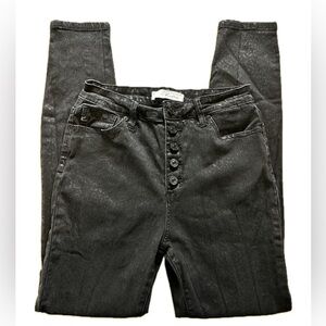 Kancan Womens 9/28 Designer Jeans Black Cheetah Print Skinny